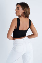 Blue Front Lace Up Crop Top - Zania