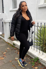 Black Padded Cropped Puffer Jacket - Adhara