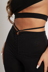 Black Slinky One Shoulder Cut Out Crop Top - Aaliyah-Crop Tops