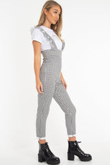 Black & White Check Straight Leg Jumpsuit - Payslee-Jumpsuits
