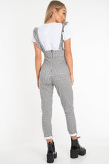 Black & White Check Straight Leg Jumpsuit - Payslee-Jumpsuits