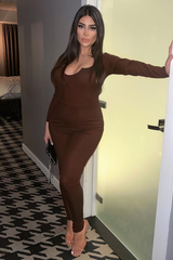 Chocolate Rib Tie Halter Neck Jumpsuit - Asha