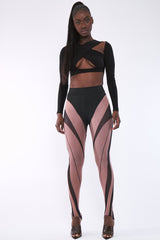 Black Sheer Panel Leggings - Gwen