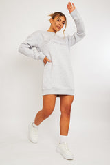 Grey California Slogan Sweater Mini Dress - Immi