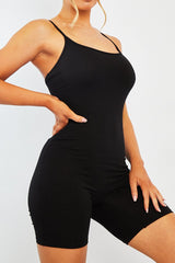 Black Jersey Scoop Neck Unitard - Patsy