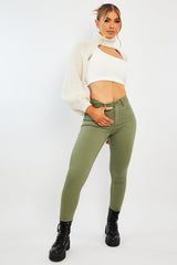 Khaki Skinny Stretch Denim Jeans - Maeva