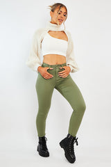 Khaki Skinny Stretch Denim Jeans - Maeva