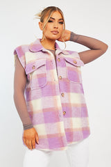 Lilac Check Sleeveless Shacket - Brittanie