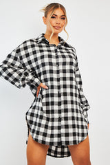 Black White Gingham Check Shirt Dress - Chesca