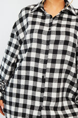 Black White Gingham Check Shirt Dress - Chesca