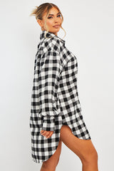 Black White Gingham Check Shirt Dress - Chesca