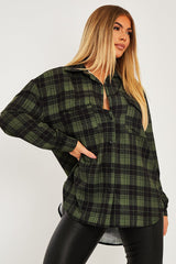 Khaki Checked Pocket Front Shirt - Haily