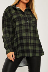 Khaki Checked Pocket Front Shirt - Haily