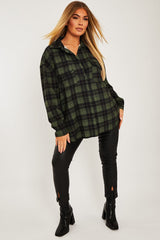 Khaki Checked Pocket Front Shirt - Haily