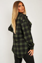 Khaki Checked Pocket Front Shirt - Haily