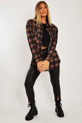 Beige Checked Pocket Front Shirt - Haily