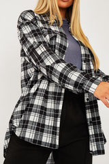Black Checked Pocket Front Shirt - Haily