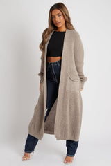 Mocha Balloon Sleeve Maxi Knit Cardigan - Imara