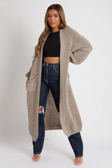 Mocha Balloon Sleeve Maxi Knit Cardigan - Imara