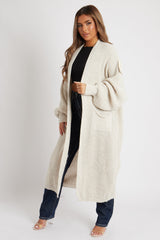 Stone Balloon Sleeve Maxi Knit Cardigan - Imara