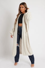 Stone Balloon Sleeve Maxi Knit Cardigan - Imara