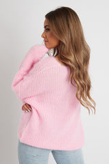 Blush Scoop Neck Fluffy Jumper - Ameliah