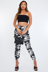 Grey Camo Cuffed Cargo Trousers - Genesis