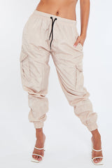 Stone Cuffed Hem Shell Cargo Joggers - Iris
