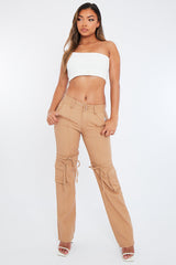 Camel Denim Cargo Trousers - Cindy