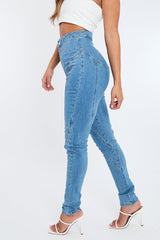 Mid Blue Contour Seam Skinny Jeans - Emma