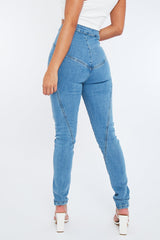 Mid Blue Contour Seam Skinny Jeans - Emma
