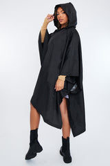 Black Shell Hooded Poncho - Riley