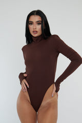 Chocolate Backless High Neck Bodysuit - Tilli