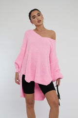 Pink Knit Oversized Jumper - Darci