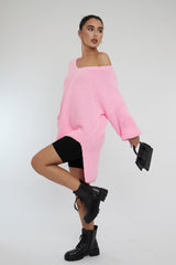 Pink Knit Oversized Jumper - Darci