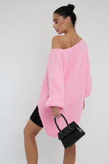 Pink Knit Oversized Jumper - Darci
