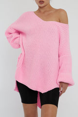 Pink Knit Oversized Jumper - Darci