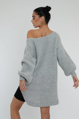 Grey Knit Oversized Jumper - Darci