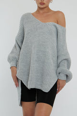 Grey Knit Oversized Jumper - Darci