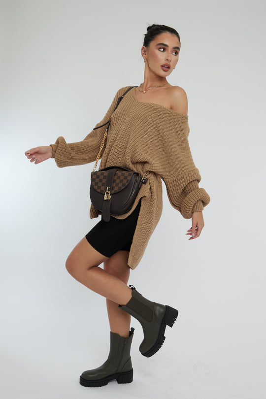 Camel Knit Oversized Jumper - Darci