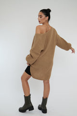 Camel Knit Oversized Jumper - Darci