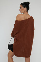 Brown Knit Oversized Jumper - Darci