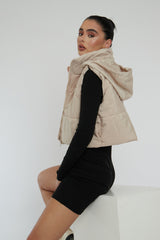 Stone Cropped Hooded Puffer Gilet - Chani