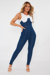 Mid Blue Sleeveless Denim Jumpsuit - Lowri-Jumpsuits
