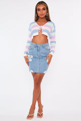Multi Pastel Colour Tie Front Knit Top - Irah-Tops
