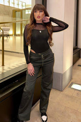 Khaki Straight Leg Cargo Trousers - Rian