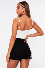 White Front Ring Cut Out Ribbed Bodysuit - Ruba