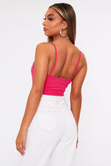 Pink Front Ring Cut Out Ribbed Bodysuit - Ruba