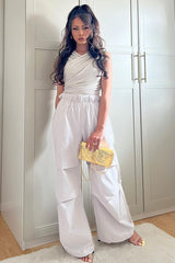 Light Grey Toggle Detail Parachute Cargo Trousers - Sadako