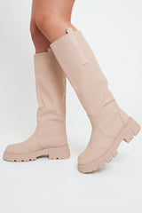 Beige Chunky Sole Wellington Boots - Makhi